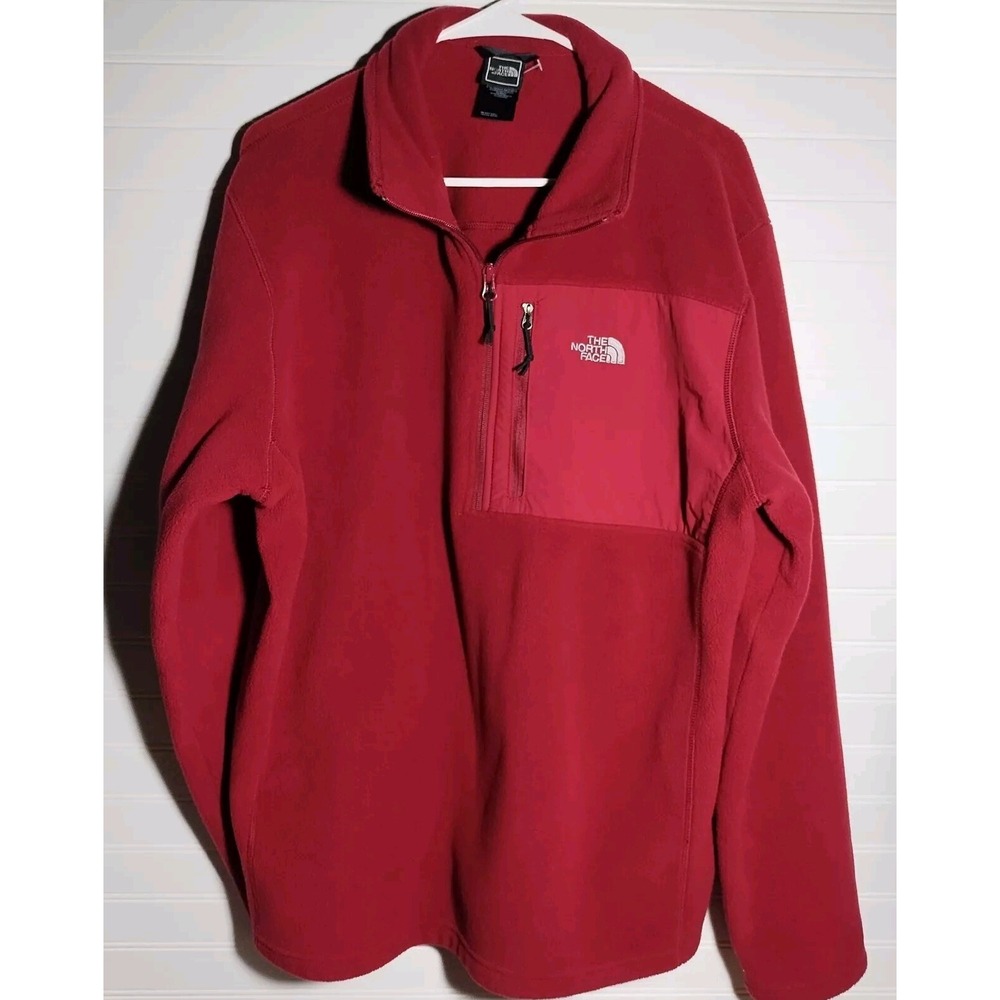 The North Face 1/4 Zip Fleece Pullover Maroon Zippered Chest Pocket Men's Xlg